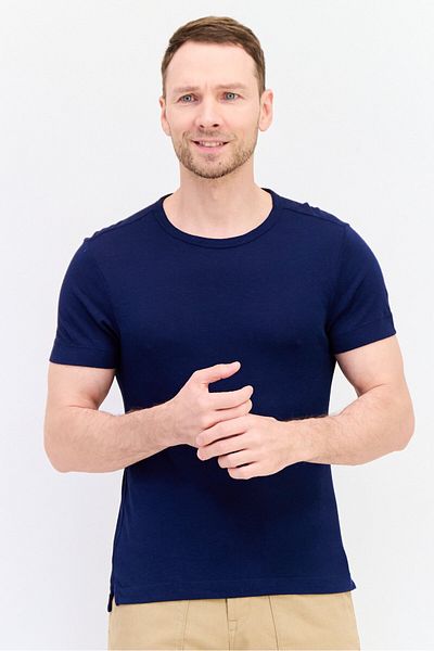 CELIO Men Crew Neck Short Sleeve Solid T Shirt, Navy