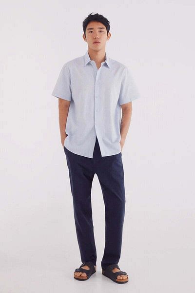 Springfield Linen shirt with short sleeves