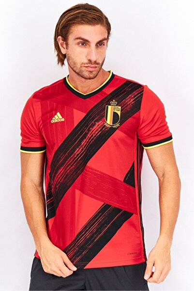 adidas تي شيرت رياضي رجالي للتدريب، أحمر