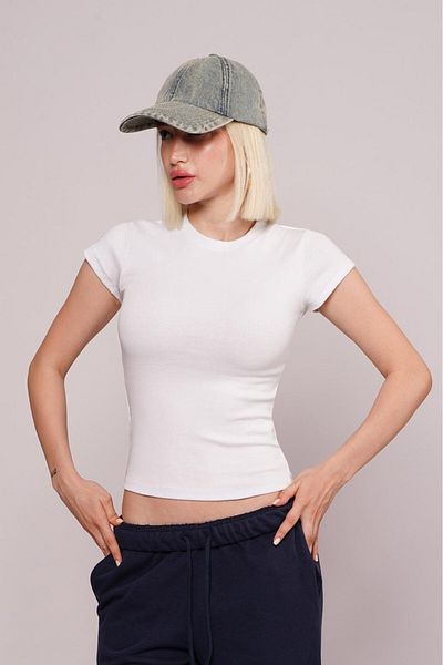 Madmext Tricou alb pentru femei Basic Crew Neck Mg2479