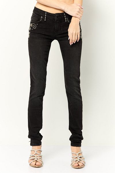 Guess Women Skinny Fit Washed Stretchable Denim, Black