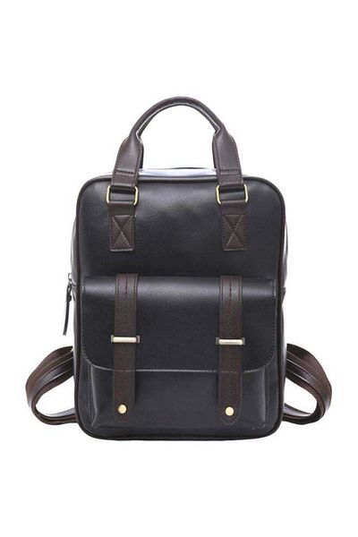Generic EHOME PU Leather Fashion Backpack Black/Brown