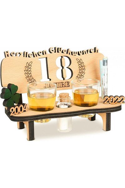 BRYNNBERG Set of glasses and bench with elegant engraving for 18th anniversary Brynnberg