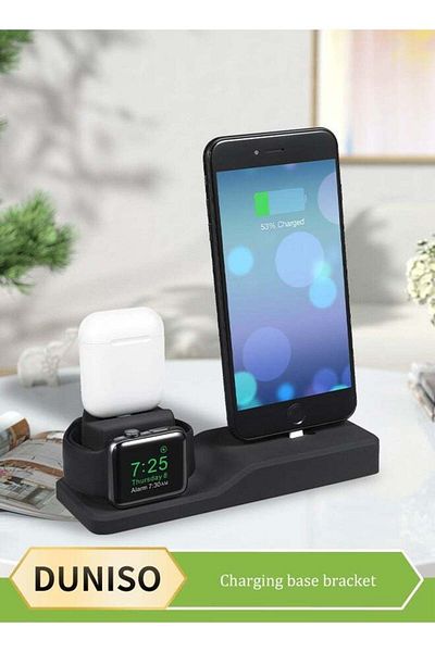 Generic DUNISO 3 in 1 Premium Silicone Stand Charging Dock for Mobile Phones, Watches, Headphones