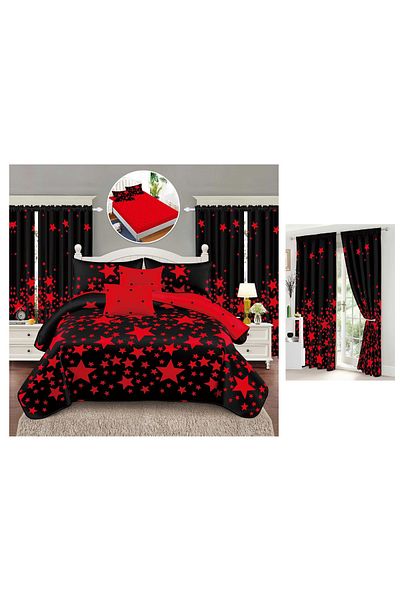 CHIRASO CHIRASO 8-Piece Bedding Set, with Drapery, Fitted Sheet 180x200, Duvet Cover, 4 Pillowcases