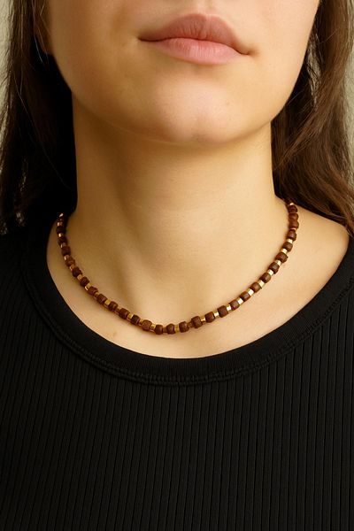 New Obsessions Elegant Women's Necklace with Wooden Beads