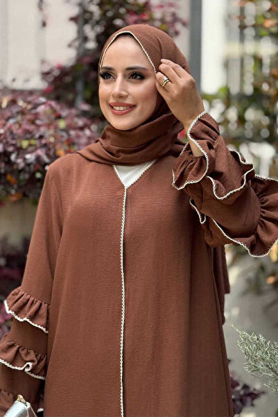 Bym Fashion Σετ σάλι και φεράς δύο τεμαχίων 70018 καφέ