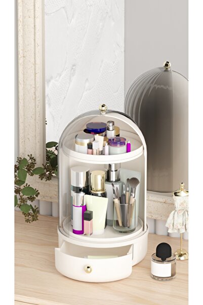 URVE Glow Vitrin 360 Döner Standlı Çekmeceli Raflı