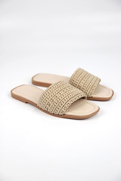 Gökhan Talay Γυναικείες πλεκτές παντόφλες Joyce σε μπεζ χρώμα