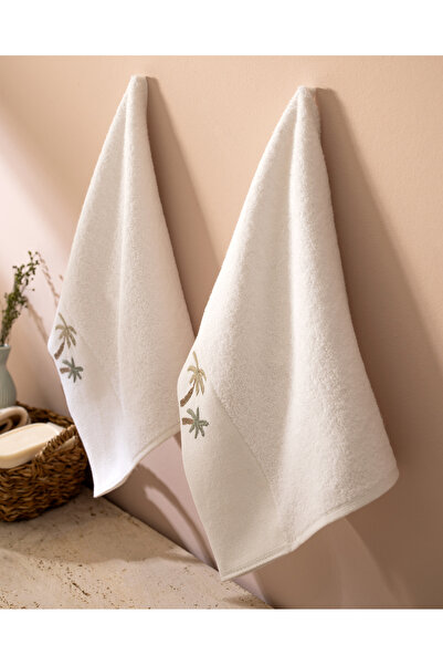Madame Coco Рушник з вишивкою Palmy, 100% бавовна, 2 шт. - білий - 30x45 см