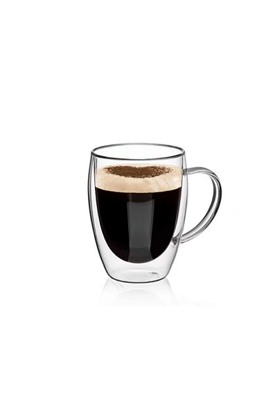 OEM Double Glass Coffee/Tea Cup, Heat-Resistant, 350 ml, Blusmart