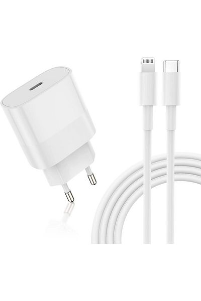 WHITE Fast Charger, Excited, 20W, USB-C Lightning, Compatible with Iphone, White