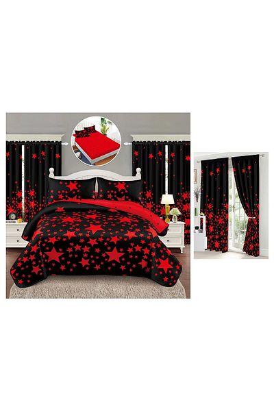 CHIRASO CHIRASO 6-Piece Bedding Set, with Drapery, Fitted Sheet 140x200, Duvet Cover, 2 Pillowcases