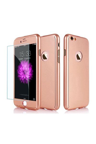 Gold Carcasă Aisi pentru iPhone 7 Full Cover 360 + folie de sticlă, aurie