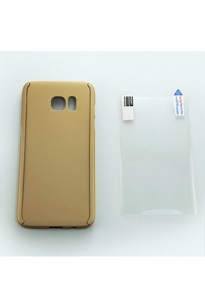 Gold Husa MyStyle Gold Fullbody pentru Samsung Galaxy S7 EDGE, acoperire completă la 360 de grade cu folie de protecție