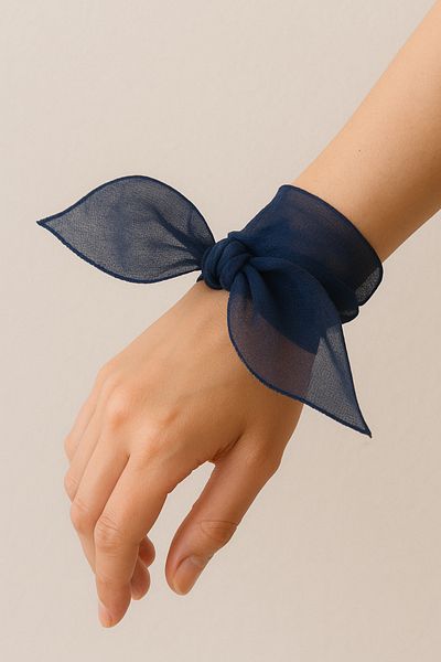 VOOP Navy Blue Colored Plain Chiffon Scarf Multi-Purpose Accessory 50X50