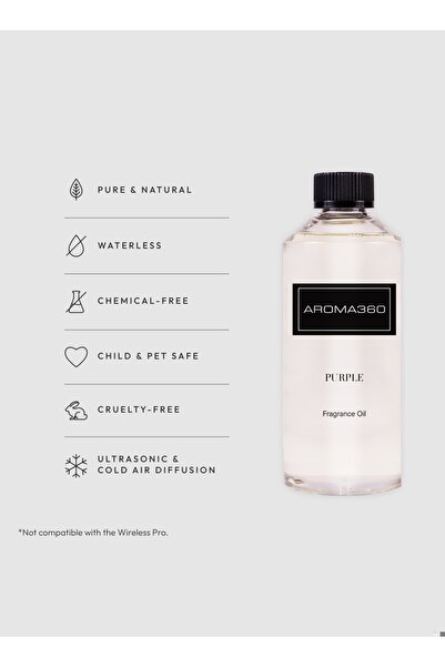 Aroma360 زيت عطري أرجواني - زهرة النيرولي، الفلفل، الهيل والباتشولي - 500 مل