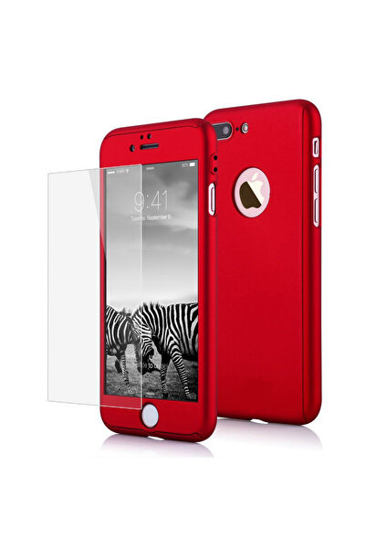 OEM Husă completă 360° pentru iPhone 5/5s + folie de protecție din sticlă, roșie