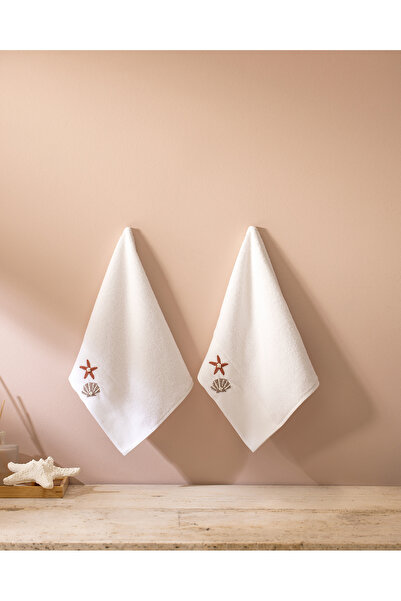 Madame Coco Ethe Вишитий 100% бавовняний рушник для рук, 2 шт. - Білий - 30x45 см