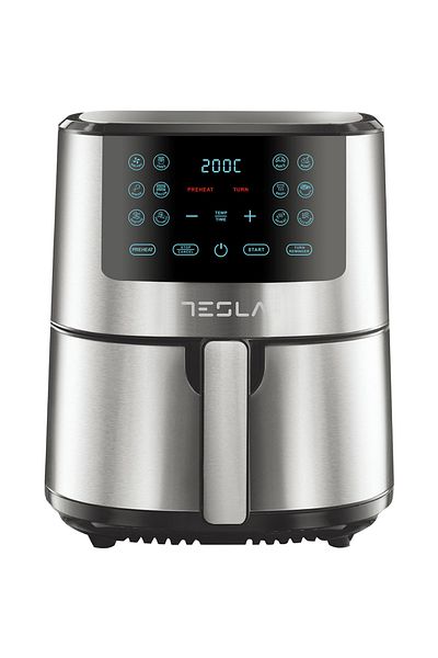TESLA Friteuză cu aer cald Af501bx, 5 L, 1300 W, panou digital, 12 programe, oțel inoxidabil