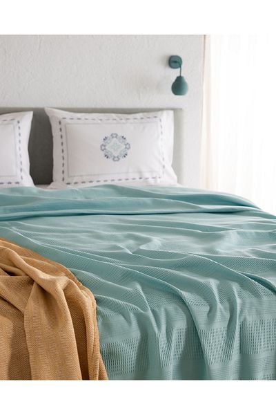 Madame Coco Mathilda Single Cotton Ecocell Plain Pique Set - Turquoise
