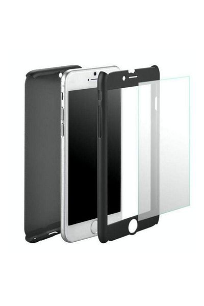 BLACK Husă Full Cover 360° (față + spate + folie de protecție) pentru Samsung S7 Edge, Neagră