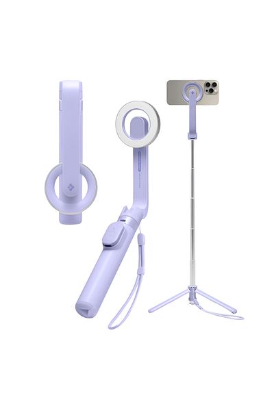 Spigen Selfie Stick Tripod Bluetooth Magsafe, Iphone Android Universal, Wireless Rechargeable, Purple