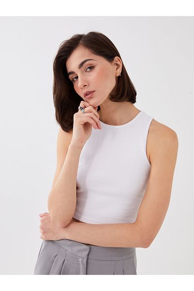 LC Waikiki Women's Crew Neck Plain Crop