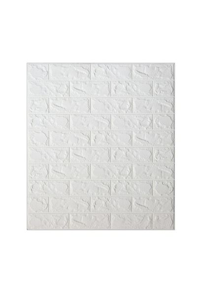 WHITE 3D Wallpaper White modern brick wall design in relief, Self-adhesive, 77x70 cm