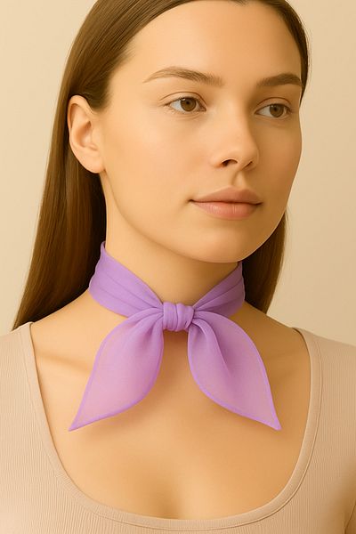 VOOP Lilac Colored Plain Chiffon Scarf Multi-Purpose Accessory 50X50