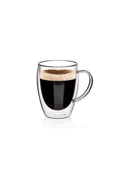 OEM Double Glass Coffee/Tea Cup, Heat-Resistant, 350 ml, Blusmart
