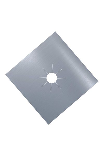 OEM Set de 4 foi de teflon pentru protecția aragazului sau a aragazului pe gaz, lavabile și reutilizabile, argintii, 27x27 cm