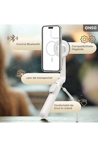 Spigen Selfie Stick Tripod Bluetooth Magsafe, Iphone Android Universal, Wireless Rechargeable, White