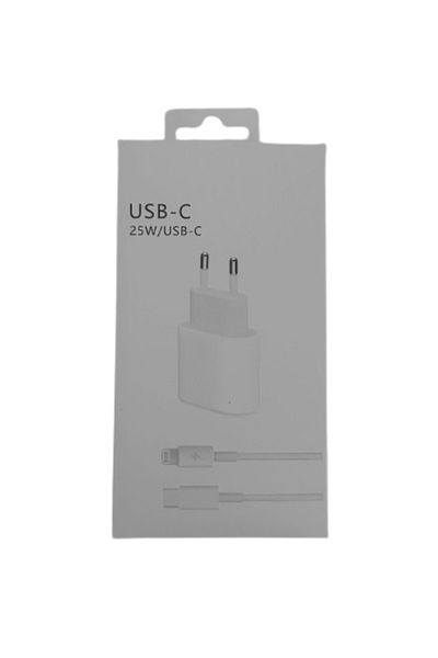 WHITE Încărcător Lightning cu adaptor USB-C de 25W compatibil cu iPhone 12/12Pro/12 Pro Max, 13/13Pro/14/14P