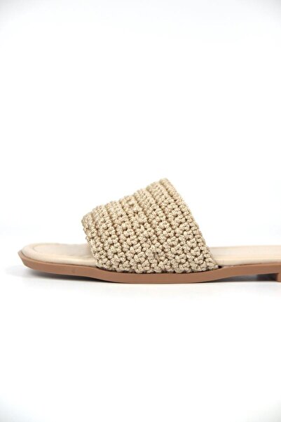 Gökhan Talay Γυναικείες πλεκτές παντόφλες Joyce σε μπεζ χρώμα