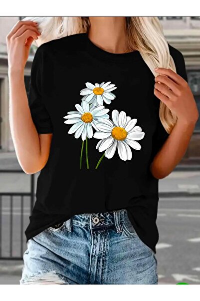 Boi ОБЩА ТЕНИСКА С ПРИНТ „МАРГАРИТКИ“ ОБЩ РАЗМЕР ТЕНИСКА С КЪС РЪКАВ