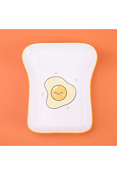 Evidea Kitchen Egg Patterned Serving Plate - Colorful - 19 cm