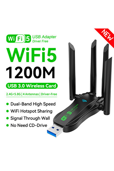 Choice1 محول واي فاي USB ثنائي النطاق BW11 بسرعة 1200 ميجابت في الثانية، يدعم...