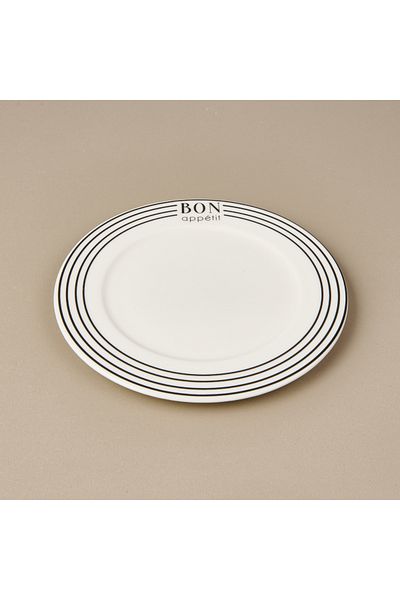 Evidea Kitchen Elegant Curves Porcelain Pasta Plate - Black / White - 20 cm