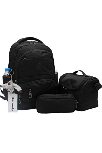 Harmela ilk Okul Çantası 3'lü Seti Unisex Çocuk ilkokul Çantası Hrm-8010 Siyah