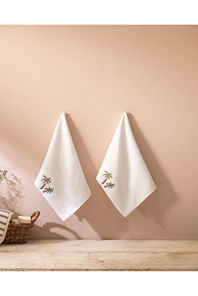 Madame Coco Рушник з вишивкою Palmy, 100% бавовна, 2 шт. - білий - 30x45 см