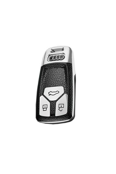 OEM Carcasă cheie auto pentru Audi - Keyless Go, Tpu, argintiu/negru
