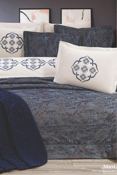 Çeyiz Diyarı Dowry Land Jasmin 10 Piece Dowry Set Blue