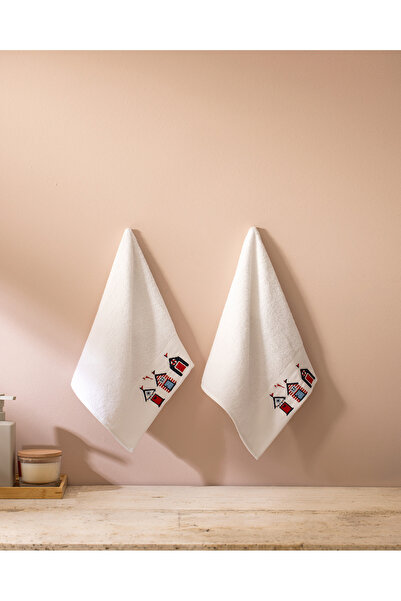 Madame Coco Harrıet Вишитий 100% бавовняний рушник для рук, 2 шт. - Білий - 30x45 см