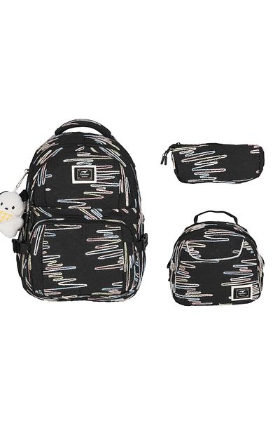 Relaxion Imported Black Triple Set Children's Primary School Bag 1430