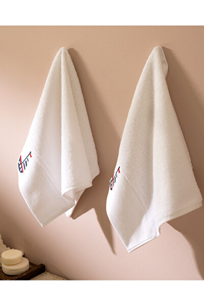 Madame Coco Навігер Вишитий 100% бавовна 2-х рушник для рук - білий - 30x45 см