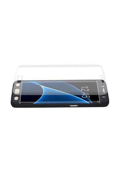 BLACK Husa neagră MyStyle Fullbody pentru Samsung Galaxy S7 Edge, cu acoperire completă la 360 de grade și folie de protecție