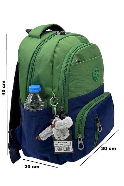 Bevitton Πρώτη σχολική τσάντα σετ 3 τεμαχίων Unisex Παιδική τσάντα δημοτικού σχολείου Bvt-8010 Green-Navy Blue