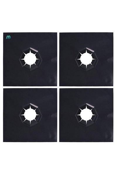 OEM Set de 4 folii de protecție reutilizabile pentru plită sau aragaz, negre