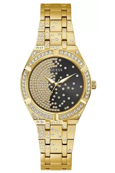 Guess AfterGlow Gold Women's Watch - Refined in Black, Gold and Sparkling Crystals